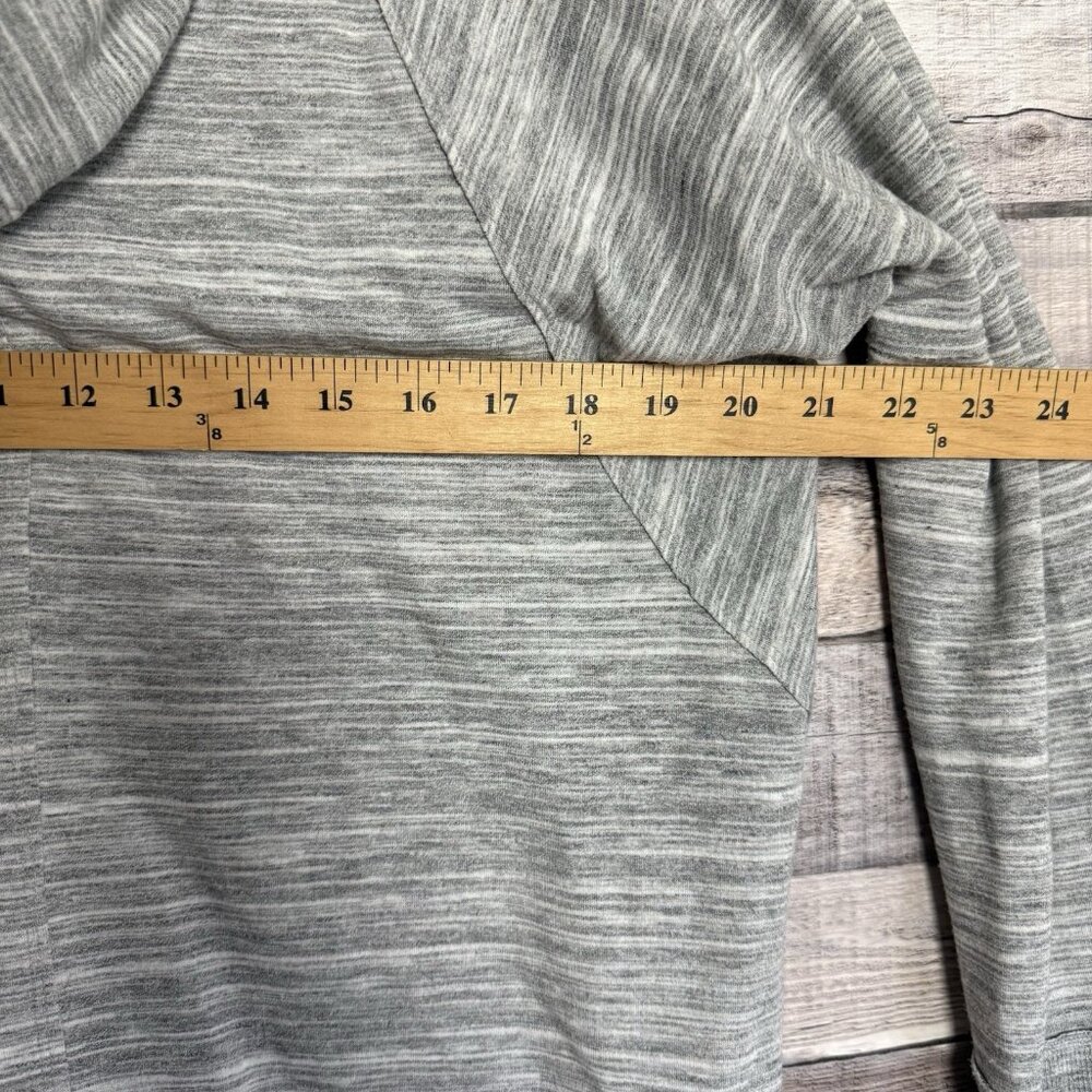 Lucky Brand Fleece Hooded Pullover-Small-Heather Gray-Lace Up-High Low Hem- - Picture 11 of 11